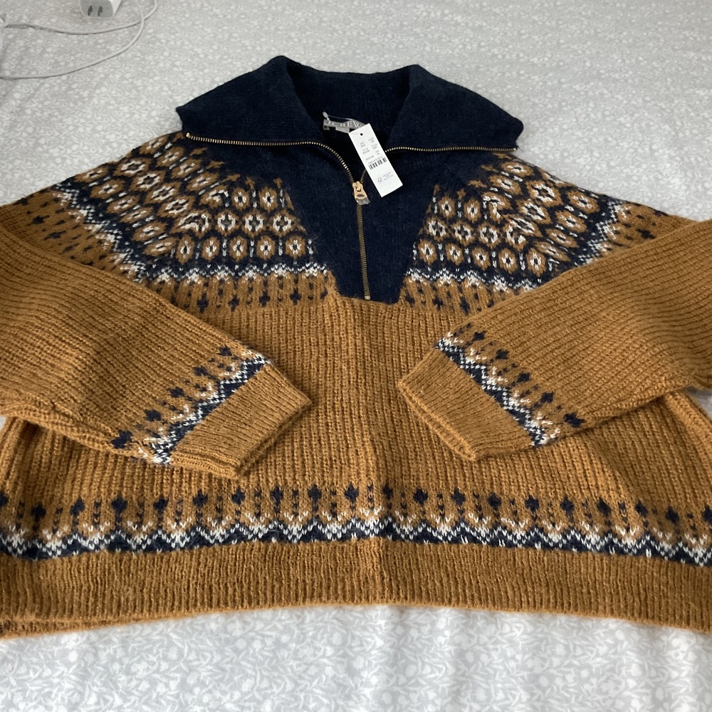 NWT Gorgeous Alpaca blend Half Zip Patterned Sweater J. Crew